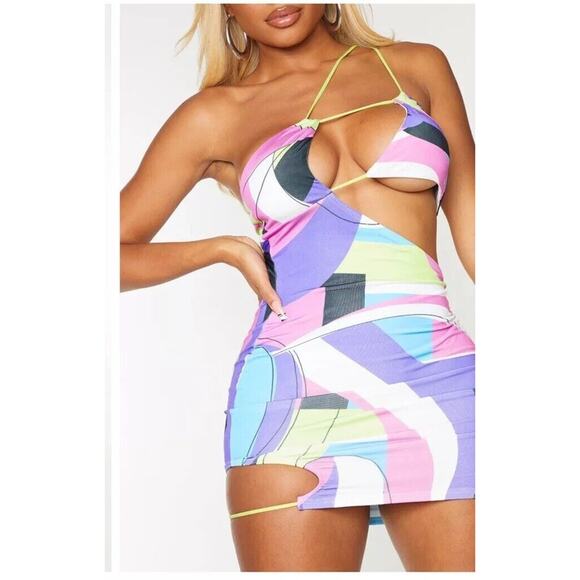 PrettyLittleThing Dresses & Skirts - Pretty Little Thing Free Asymmetrical Cut Out Club Party Dress Womens Size 8